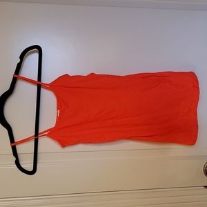Neon orange nylon and spandex spaghetti strap camisole